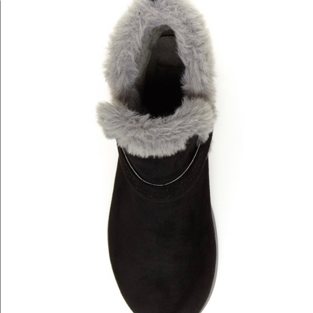 JBU Black Ankle Boots with Gray Fur Trim - Picture 4 of 6